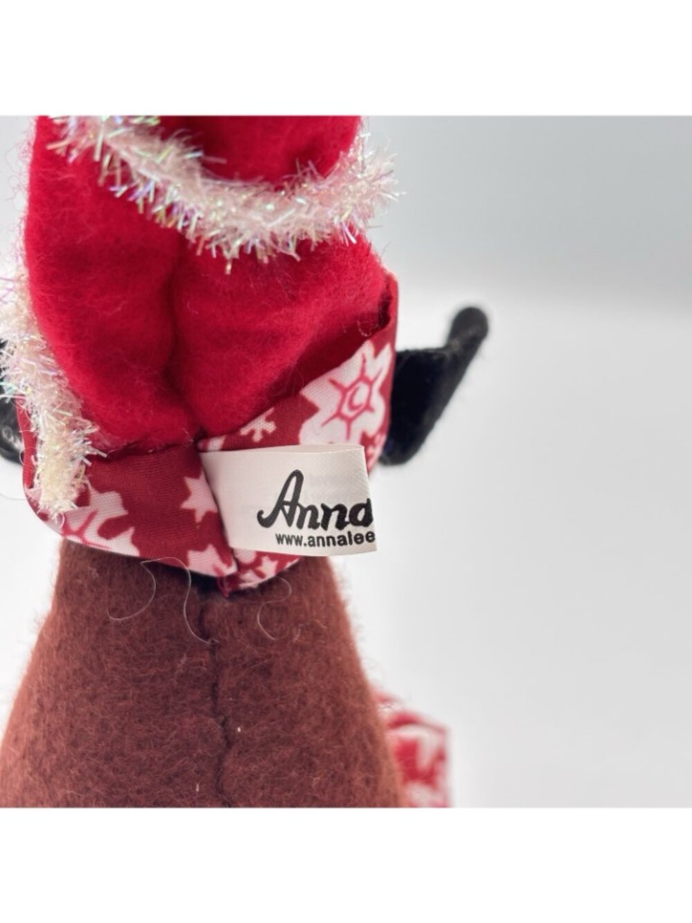 2009 Annalee Dolls Christmas Hound Puppy Dog Snowflake Red Hat Gift Present 7” - Picture 12 of 16